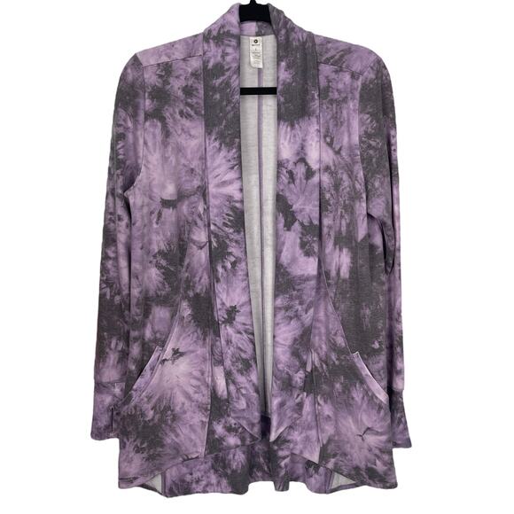 90 DEGREE By Reflex Women's TIE DYE Fleece Cardigan Purple Size LARGE - Picture 1 of 4